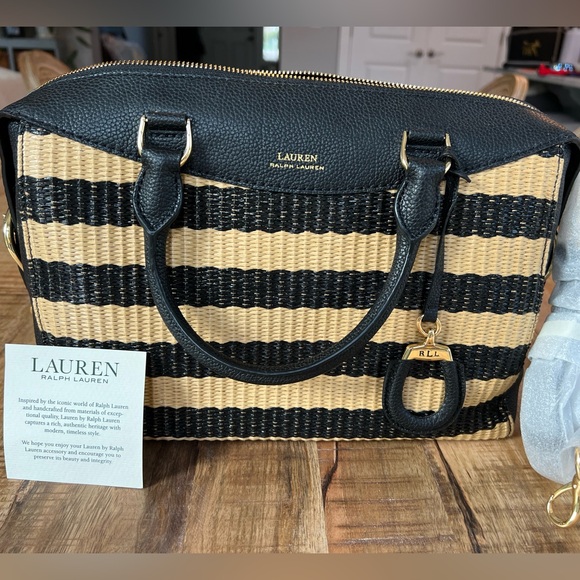 Lauren Ralph Lauren Cornwall Straw Satchel NEW! - Picture 6 of 8